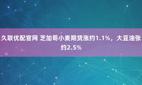 久联优配官网 芝加哥小麦期货涨约1.1%，大豆油张约2.5%